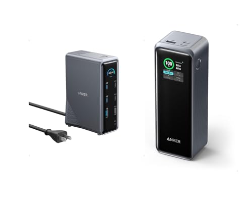 Anker Prime Charging Docking Station with 160W Max Output, 14 Ports, Dual 4K Displays with Anker Prime Power Bank, 27,650mAh 3-Port 250W Portable
