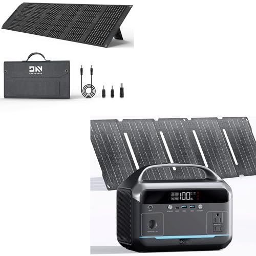 Portable Power Station 350W with 100W Foldable Solar Panel, 288Wh LiFePO4 Solar Generator, 600W Surge Battery Backup, 90,000mAh Outdoor Power Bank