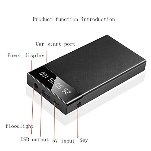 10000Mah External Battery Pack Car Emergency Starting Power for Capacity Bank Compatible Charger Banks Led Lights (5 Pieces) White (Black)