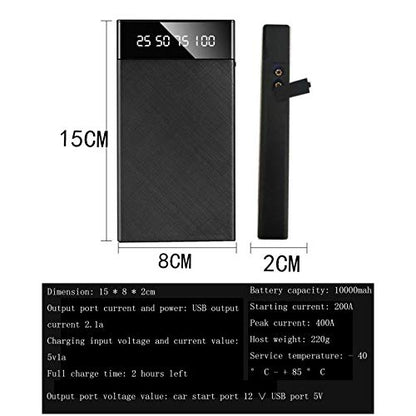 10000Mah External Battery Pack Car Emergency Starting Power for Capacity Bank Compatible Charger Banks Led Lights (5 Pieces) White (Black)