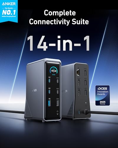 Anker Prime Charging Docking Station with 160W Max Output, 14 Ports, Dual 4K Displays with Anker Prime Power Bank, 27,650mAh 3-Port 250W Portable