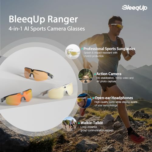 Ranger AI Sports Camera Glasses (ZEISS) White and 1600mAh Portable Power Bank