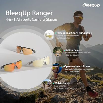 Ranger AI Sports Camera Glasses (ZEISS) White and 1600mAh Portable Power Bank