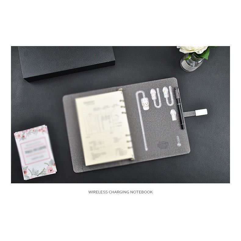 NSUQOA JSEIAJB Charging Notebook Loose-leaf Multi-function A5 Notepad With U Disk Power Bank Business Gifts(8000mAh 16G)
