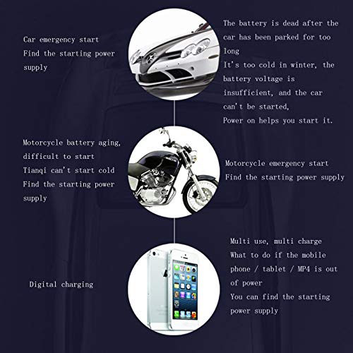10000Mah External Battery Pack Car Emergency Starting Power for Capacity Bank Compatible Charger Banks Led Lights (5 Pieces) White (Black)