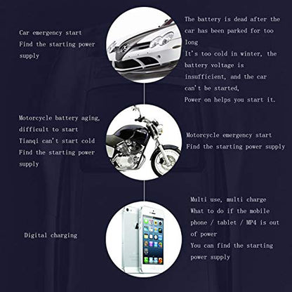 10000Mah External Battery Pack Car Emergency Starting Power for Capacity Bank Compatible Charger Banks Led Lights (5 Pieces) White (Black)