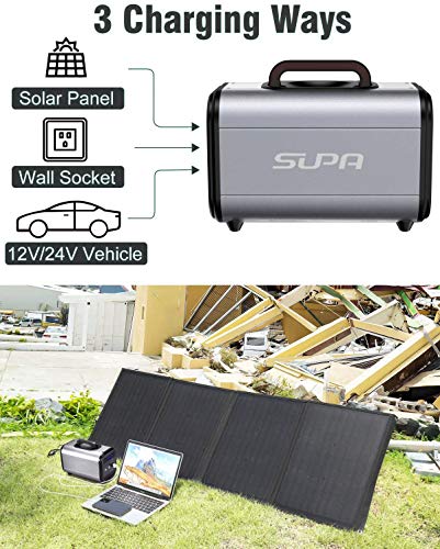 SUPA 384Wh 120000mAh LiFePO4 Portable Power Station with Lithium Iron Phosphate Battery, 300W Pure Sine Wave AC Outlet, Solar Generator Backup