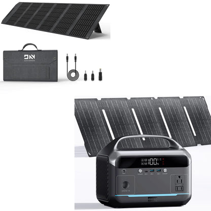 Portable Power Station 350W with 100W Foldable Solar Panel, 288Wh LiFePO4 Solar Generator, 600W Surge Battery Backup, 90,000mAh Outdoor Power Bank